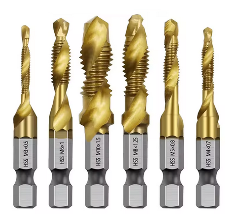 TITANIUM PLATED HSS TAP DRILL BITS 6Pcs - HIGH SPEED STEEL image 1