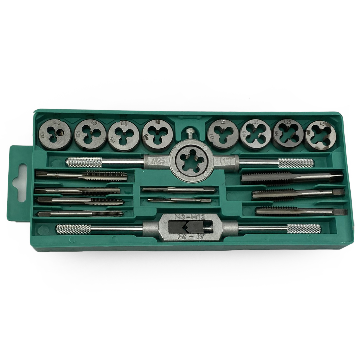 TAP AND DIE SET 20 PIECE CARBON STEEL METRIC M3-M12 - TOOLZONE KDPTP101 thumbnail 2