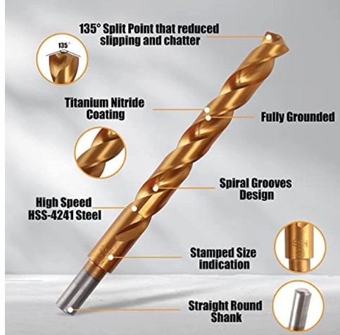 Titanium Twist Drill Bit Set 3.0-12mm 7PCS thumbnail 2