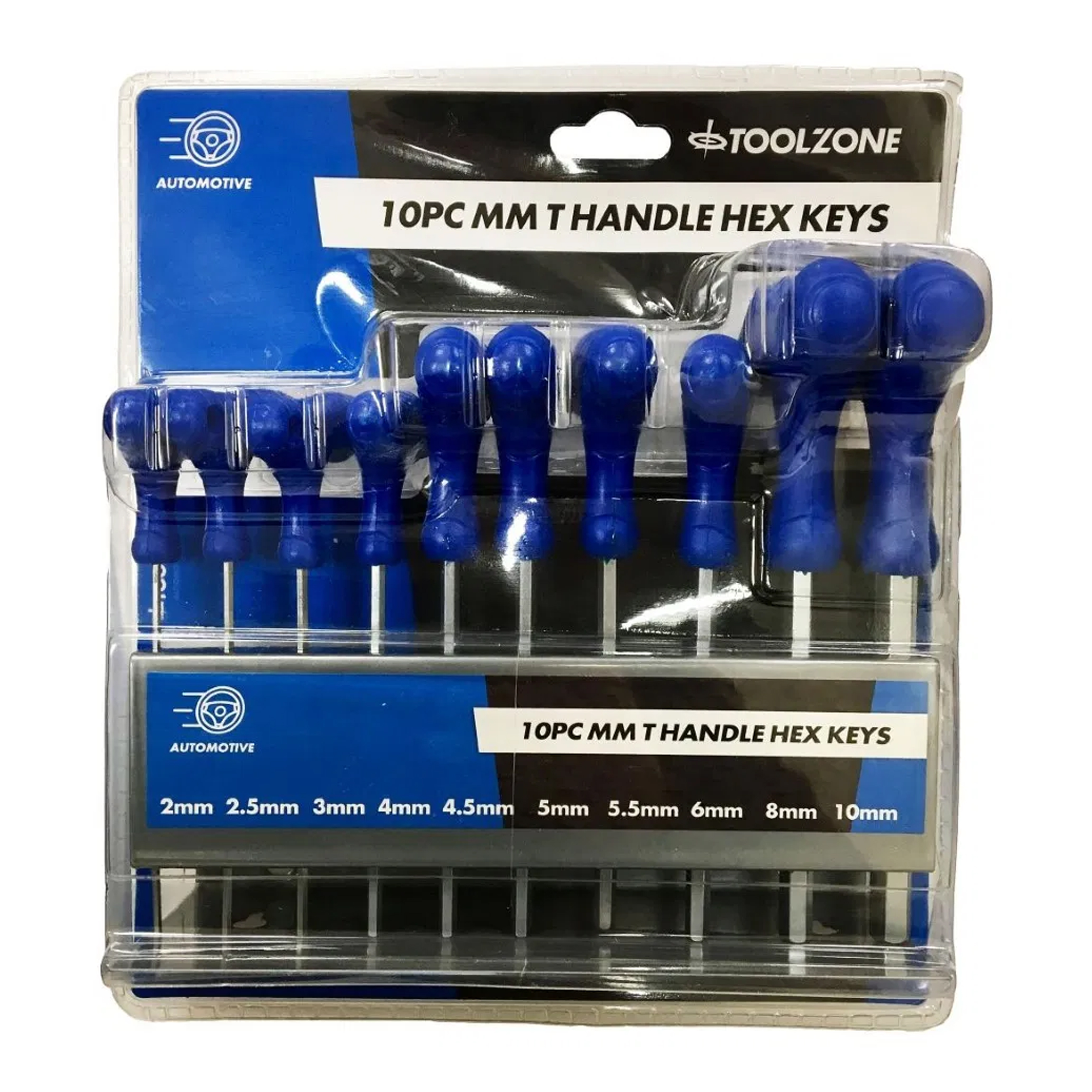 HEX KEY SET T HANDLE METRIC 10pc IN RACK CHROME VANADIUM - TOOLZONE KDPHX027 thumbnail 2