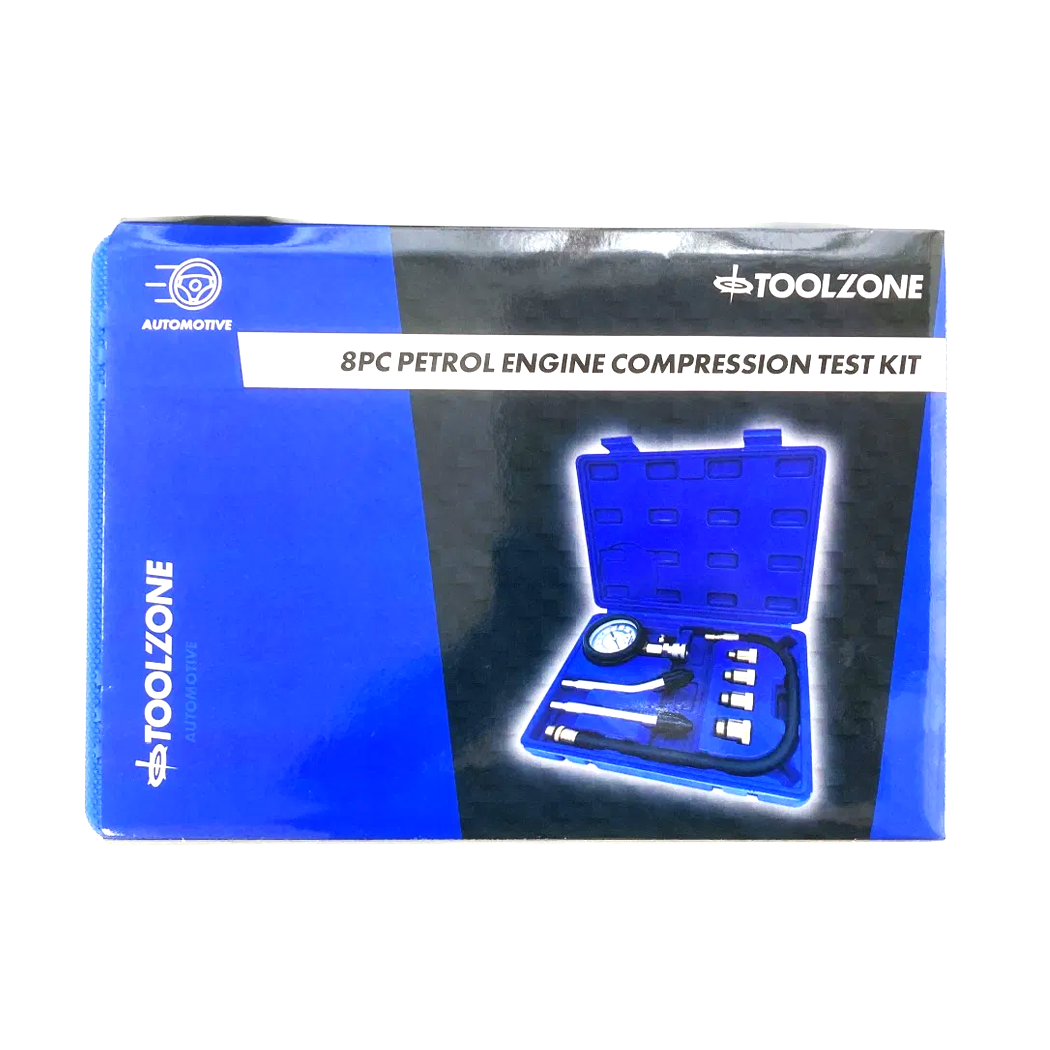 PETROL COMPRESSION TEST KIT 8pc 63mm GAUGE UP TO 300 psi - TOOLZONE KDPAU343 thumbnail 3