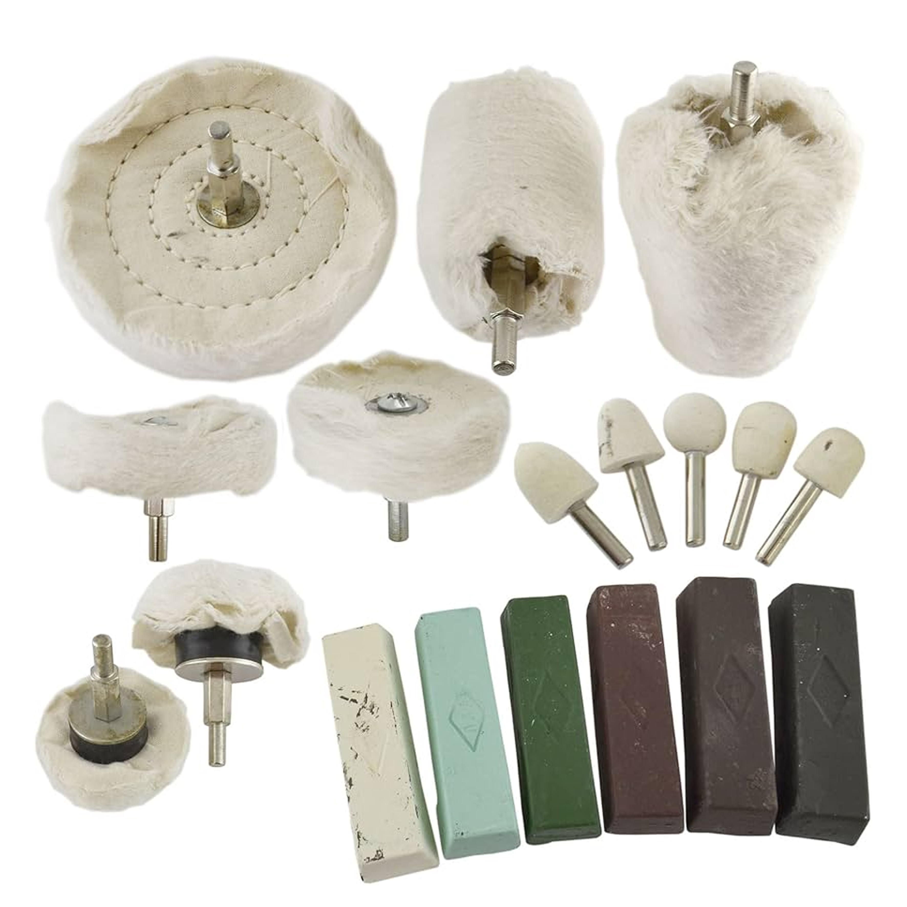 POLISHING KIT 18PC WITH 6 COMPOUNDS FELT BOBS BUFFS AND WHEELS - TOOLZONE KDPPW163 thumbnail 2