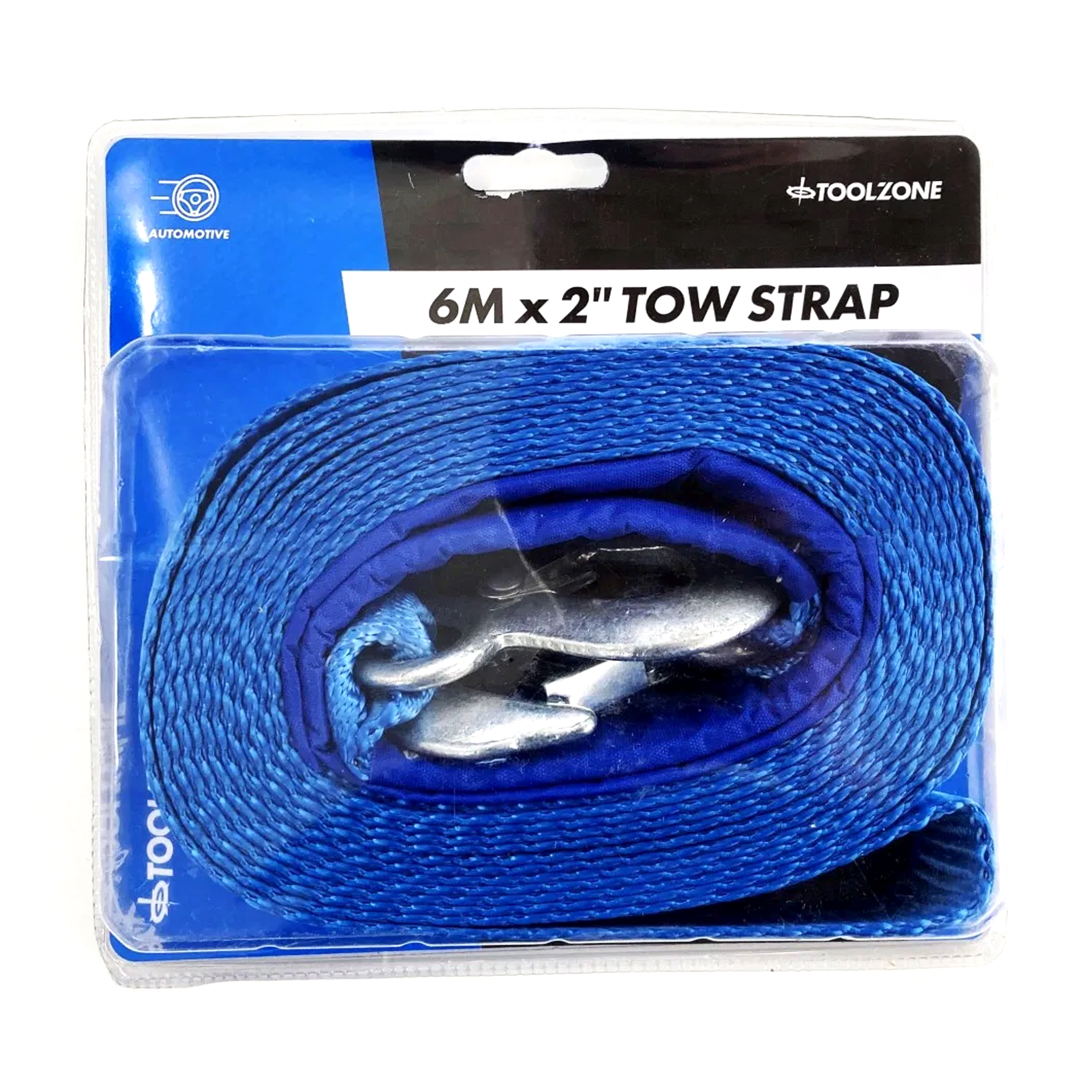 TOW STRAP 2 x 6m 3tonne WITH STEEL HOOKS - TOOLZONE KDPAU322 thumbnail 3