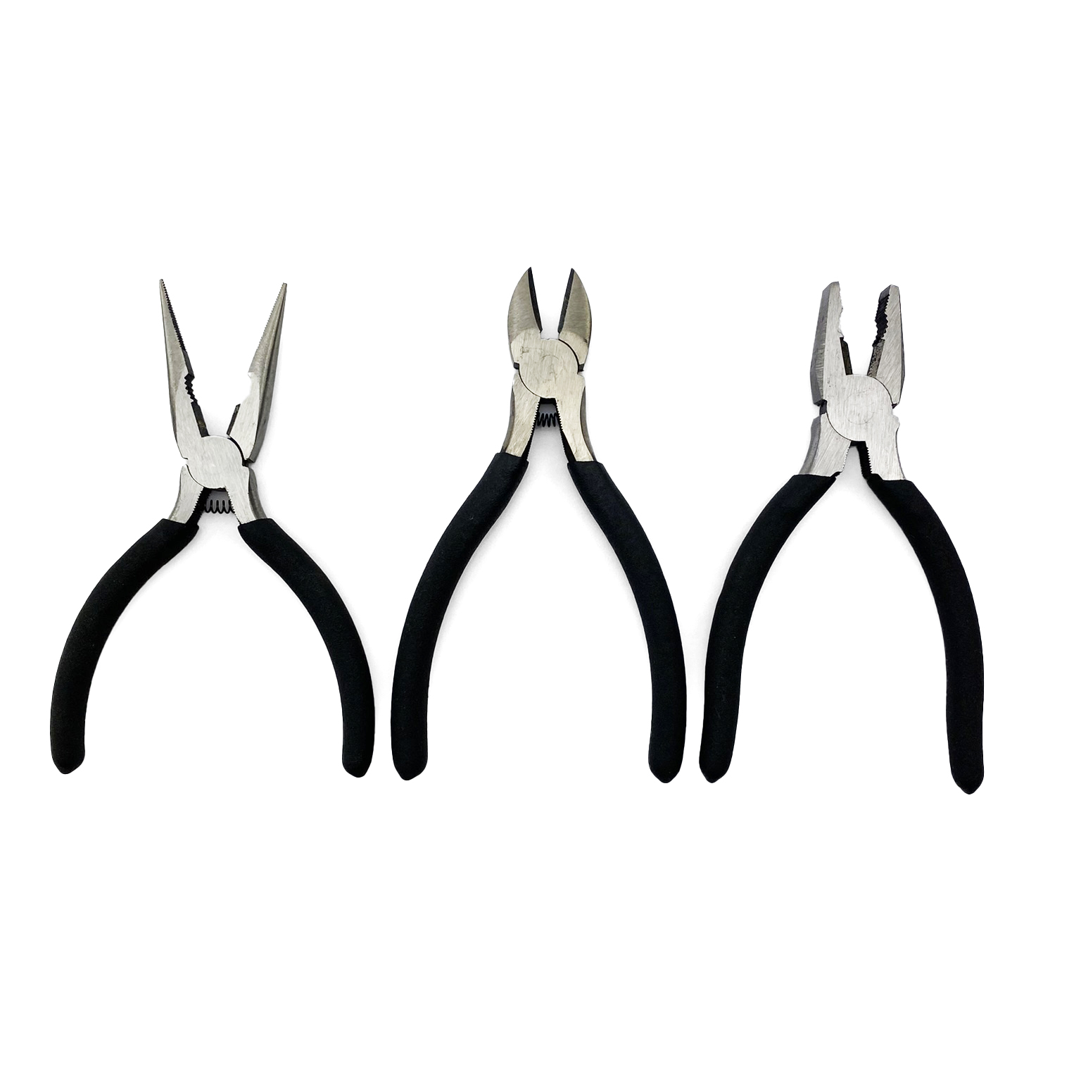 6 INCH STEEL PLIERS (SET OF 3), SNIPS / LONG NOSE / COMBINATION PLIERS thumbnail 2