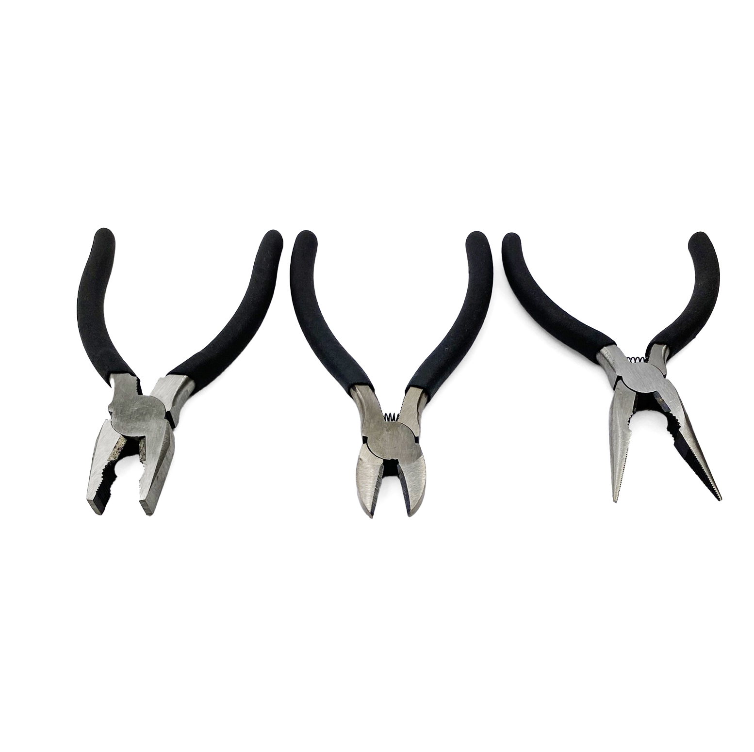 6 INCH STEEL PLIERS (SET OF 3), SNIPS / LONG NOSE / COMBINATION PLIERS