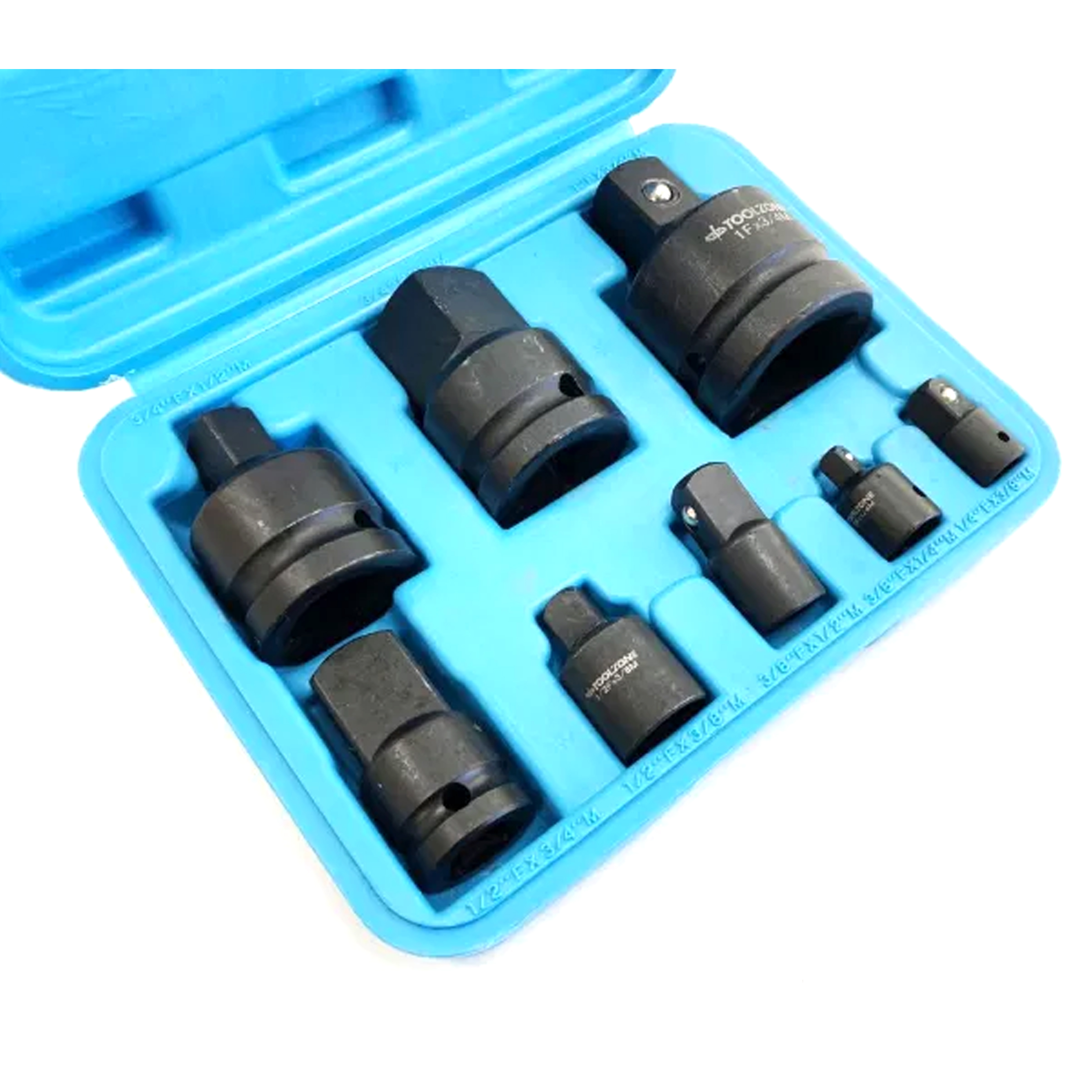 IMPACT ADAPTOR SET 8 PIECES 1/4 TO 1 DRIVE IN BLOW MOLD CASE - TOOLZONE KDPSS243 thumbnail 2