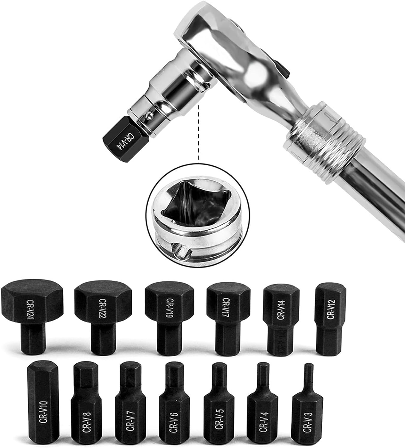 14-PIECE LOW PROFILE IMPACT SOCKET SET 1/2-INCH DRIVE ALLEN HEX WRENCH BITS thumbnail 2