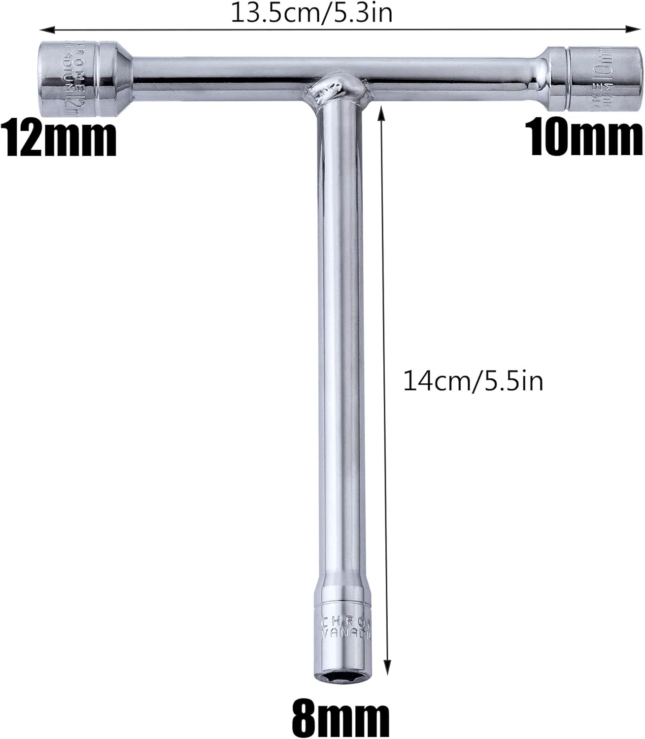 MINI T-HANDLE SOCKET WRENCH SET CHROME 8mm 10mm 12mm thumbnail 3