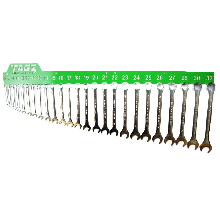 TAGZ SPANNER RACK GREEN, SUIT 25 SPANNERS 6mm-32mm, SPANNER ORGANISER thumbnail 3