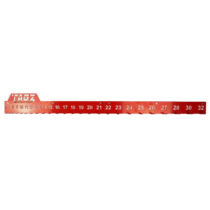 TAGZ SPANNER RACK RED, SUIT 25 SPANNERS 6mm-32mm, SPANNER ORGANISER