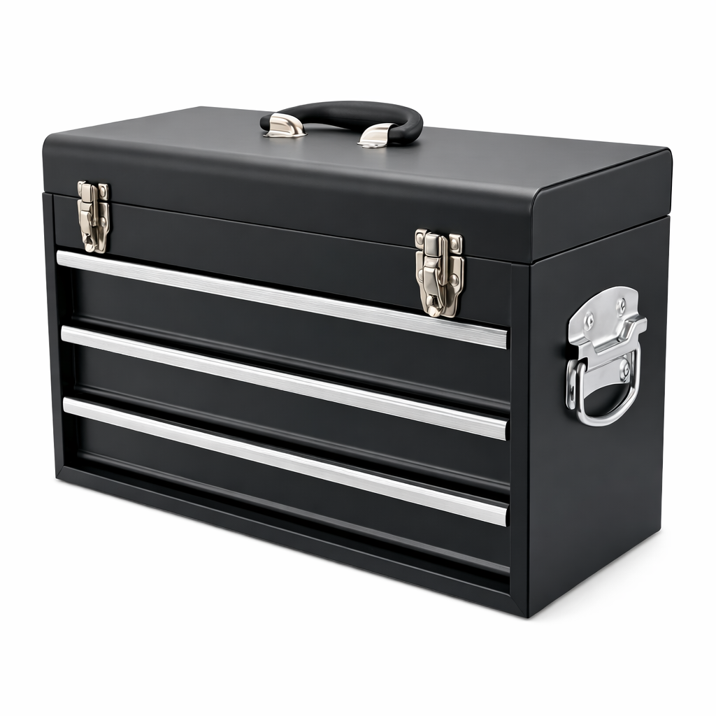 MOTO REPAIR TOOL BOX CHEST 3 DRAWERS WITH 129 TOOLS IN FOAM CUT OUTS thumbnail 2