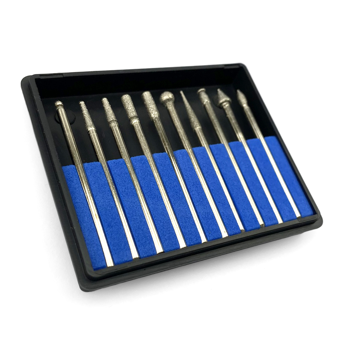 DEBURRING AND ENGRAVING SET 10pc 50GRIT DIAMOND 2.35mm SHANK - TOOLZONE KDPHB264 thumbnail 4