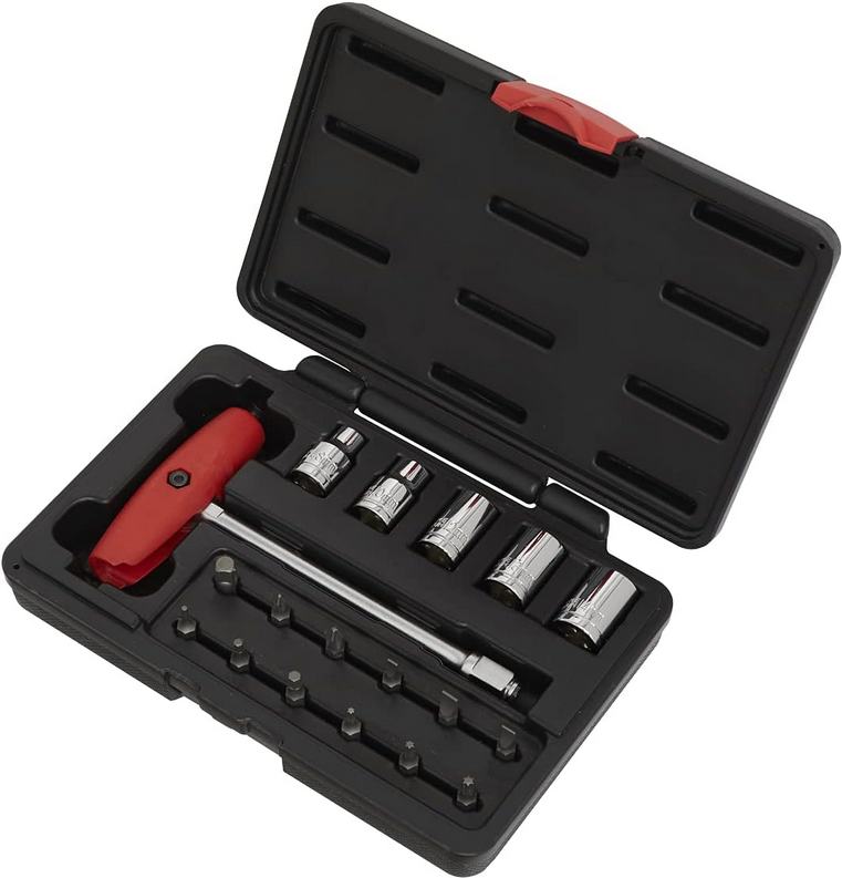 MOTORCYCLE SOCKET JIS TRX HEX BIT SET 18PC 3/8 SQ DRIVE 1/4 ADAPTOR image 1