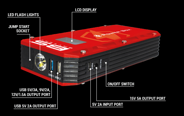 BOOSTER POWER BOX PB-02, JUMP PACK 12V BOOSTER & CHARGE, BOOSTER, POWER SUPPLY, LIGHT, STARTER thumbnail 2