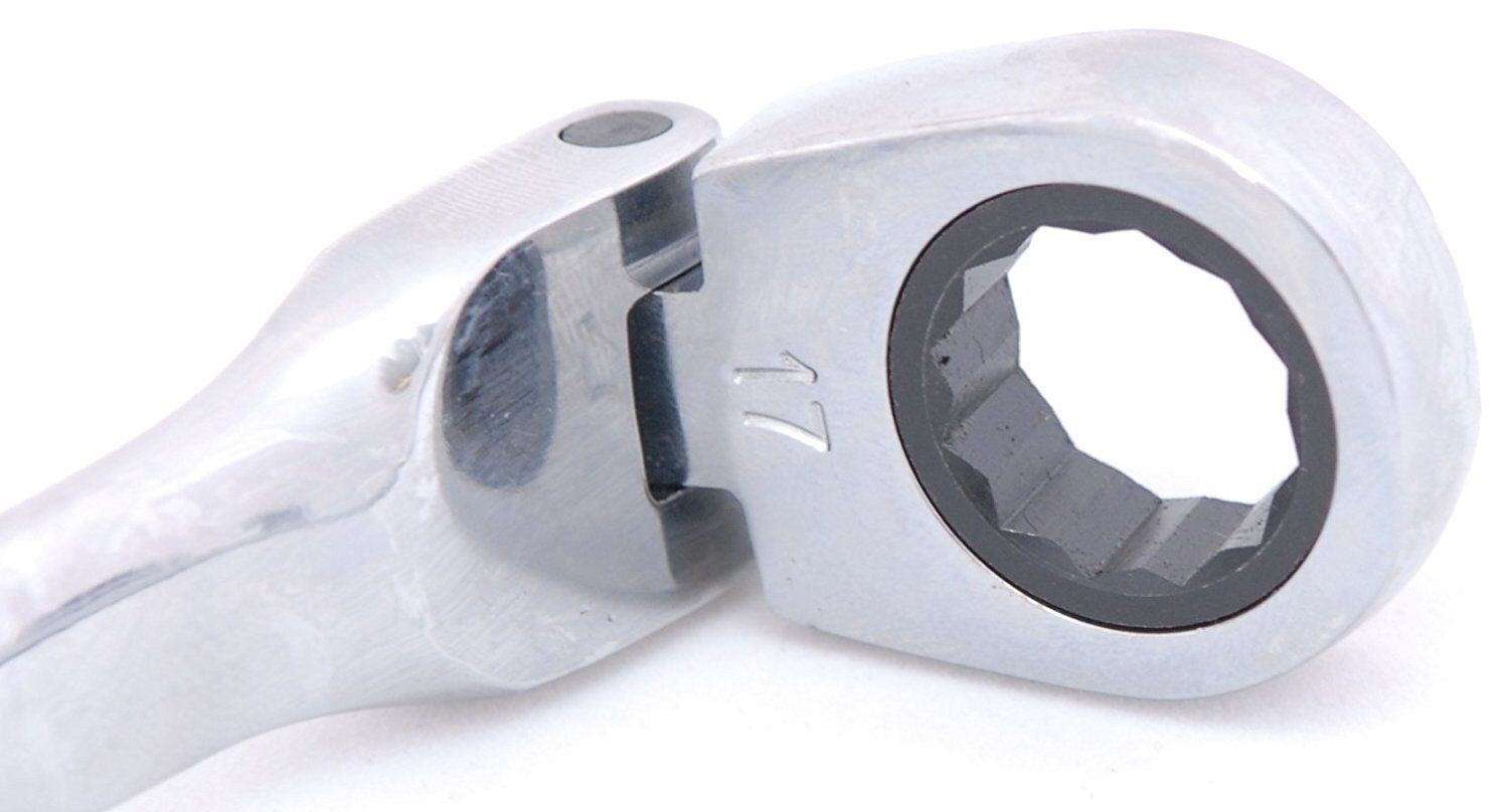 FLEXIBLE HEAD RATCHET COMBINATION SPANNERS 8-17mm (SET OF 6) thumbnail 2