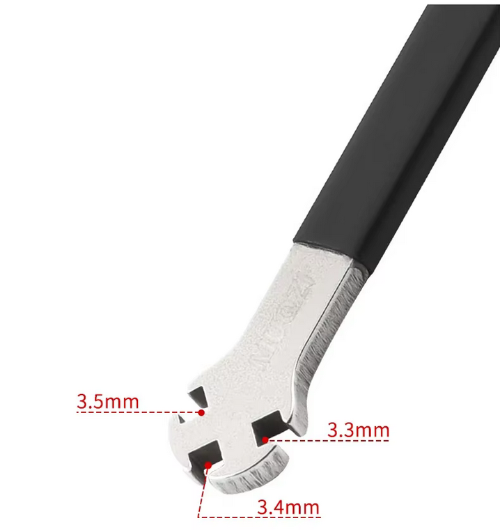 BICYCLE SPOKE NIPPLE WRENCH KEY 3.3mm 3.4mm 3.5mm STAINLESS STEEL thumbnail 3