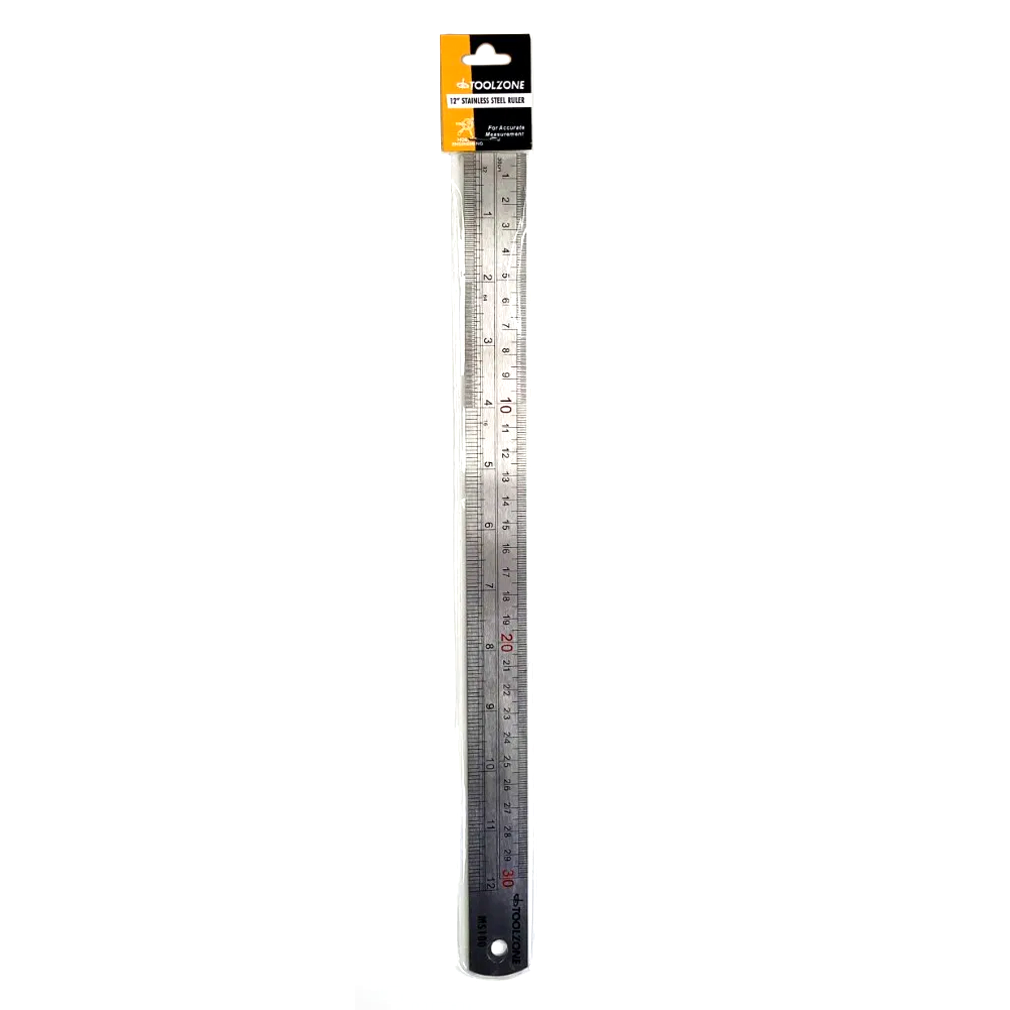 STAINLESS STEEL RULER 12 1mm THICKNESS METRIC AND IMPERIAL - TOOLZONE KDPMS100 thumbnail 2