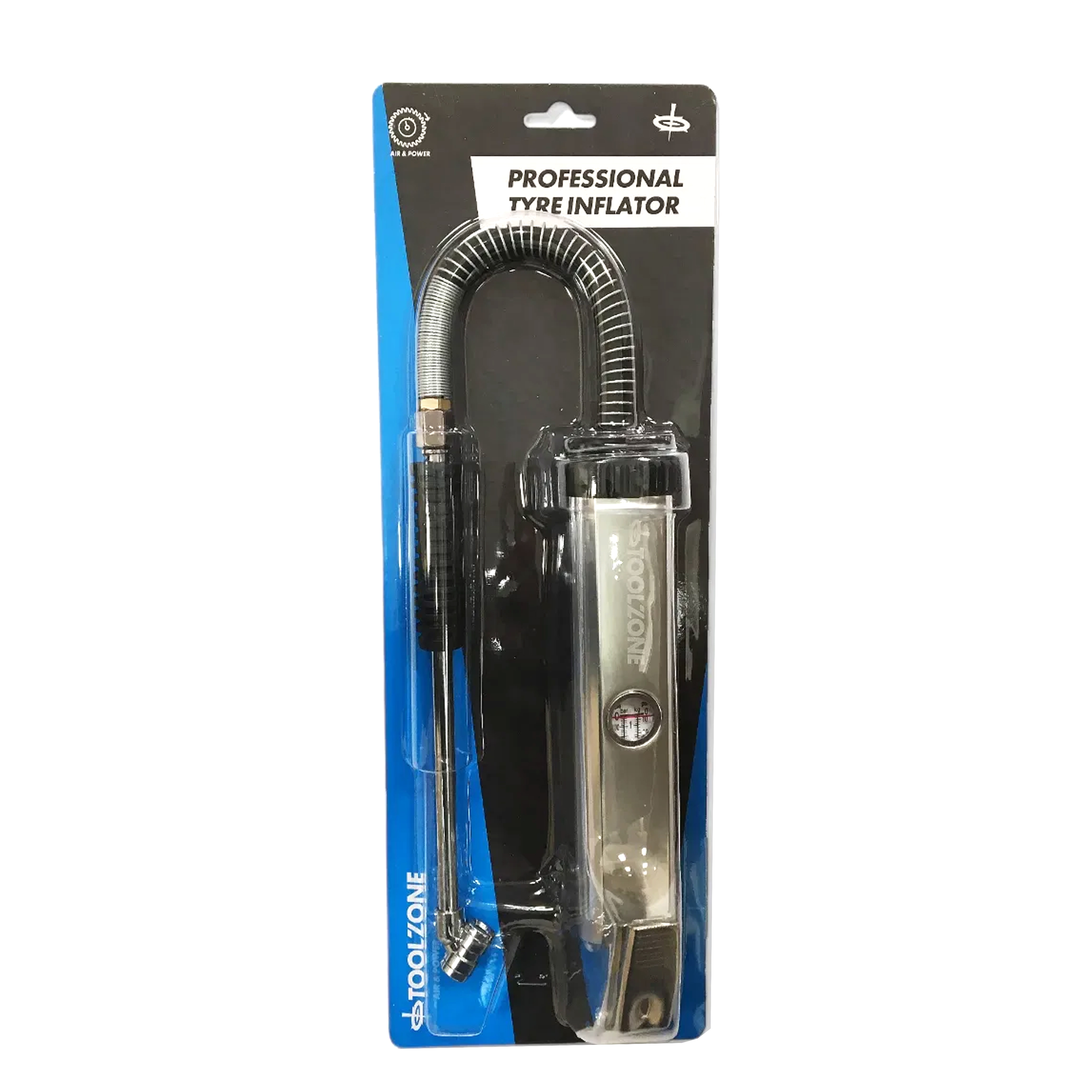 TYRE INFLATOR FORECOURT 0-160 psi ALUMINIUM BODY WITH GAUGE - TOOLZONE KDPAT103 thumbnail 3