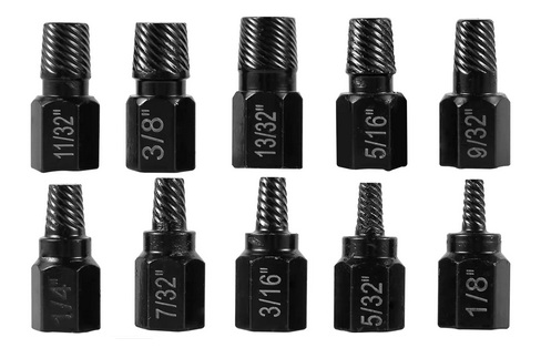 10Pcs SCREW EXTRACTOR KIT ALLOY STEEL METAL EASY OUT DRILL BITS BOLT STUD MULTI-SPLINE image 1