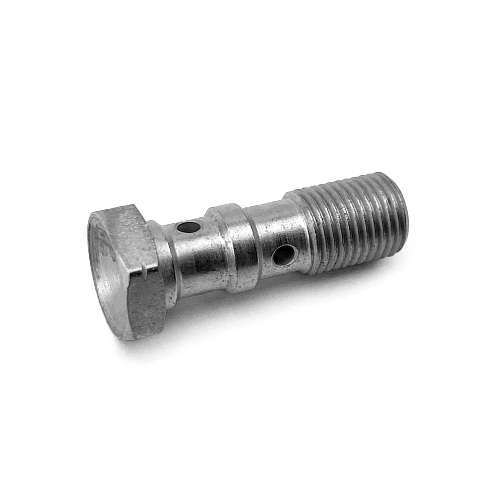 TWIN BANJO BOLT M10x1.00 BZP, BRIGHT ZINC PLATED / CNC MADE, / EACH