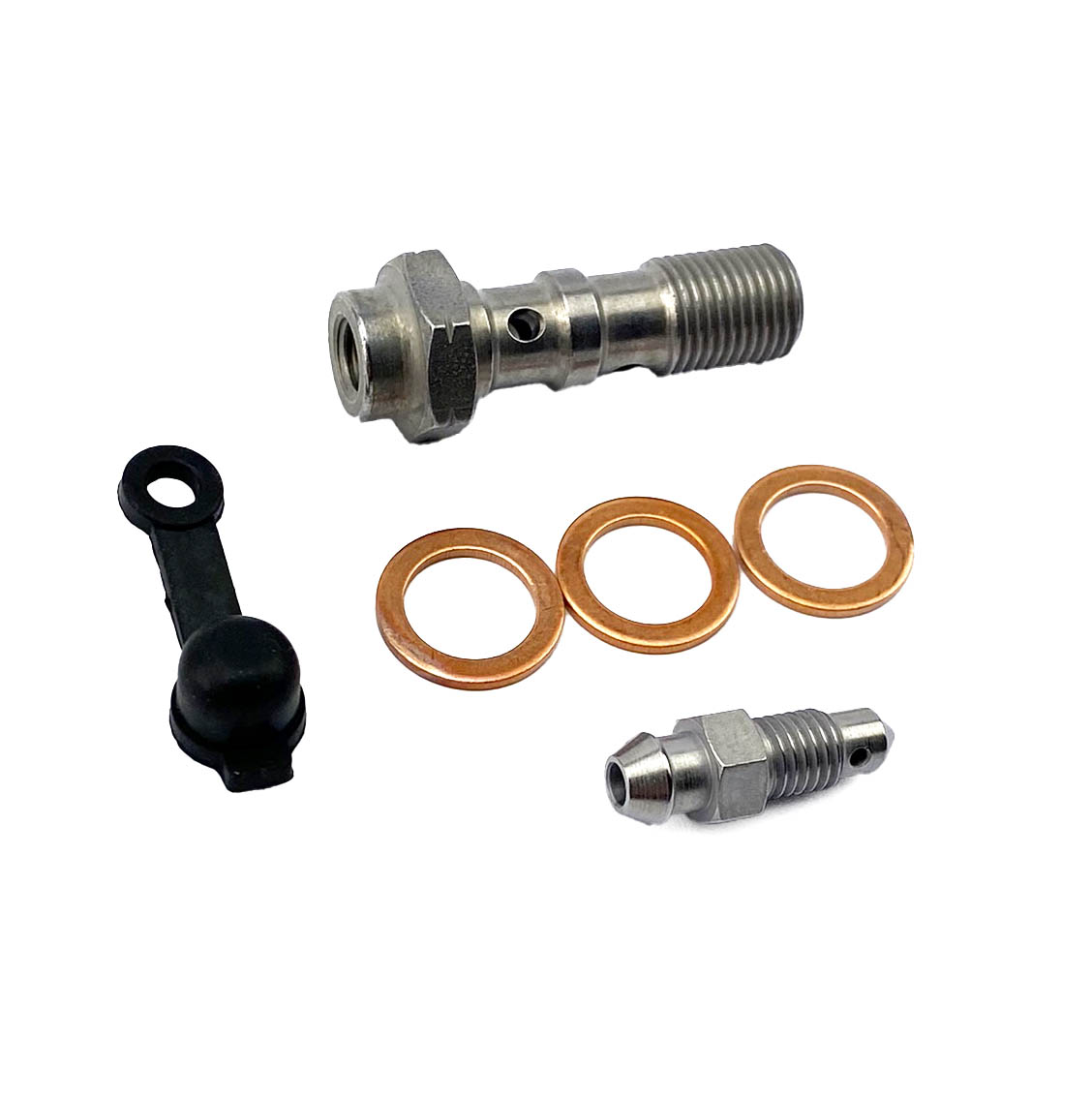 TWIN BANJO BOLT M10x1.25 S STEEL, BANJO BOLT WITH BLEED NIPPLE, / 993-32BNZ1