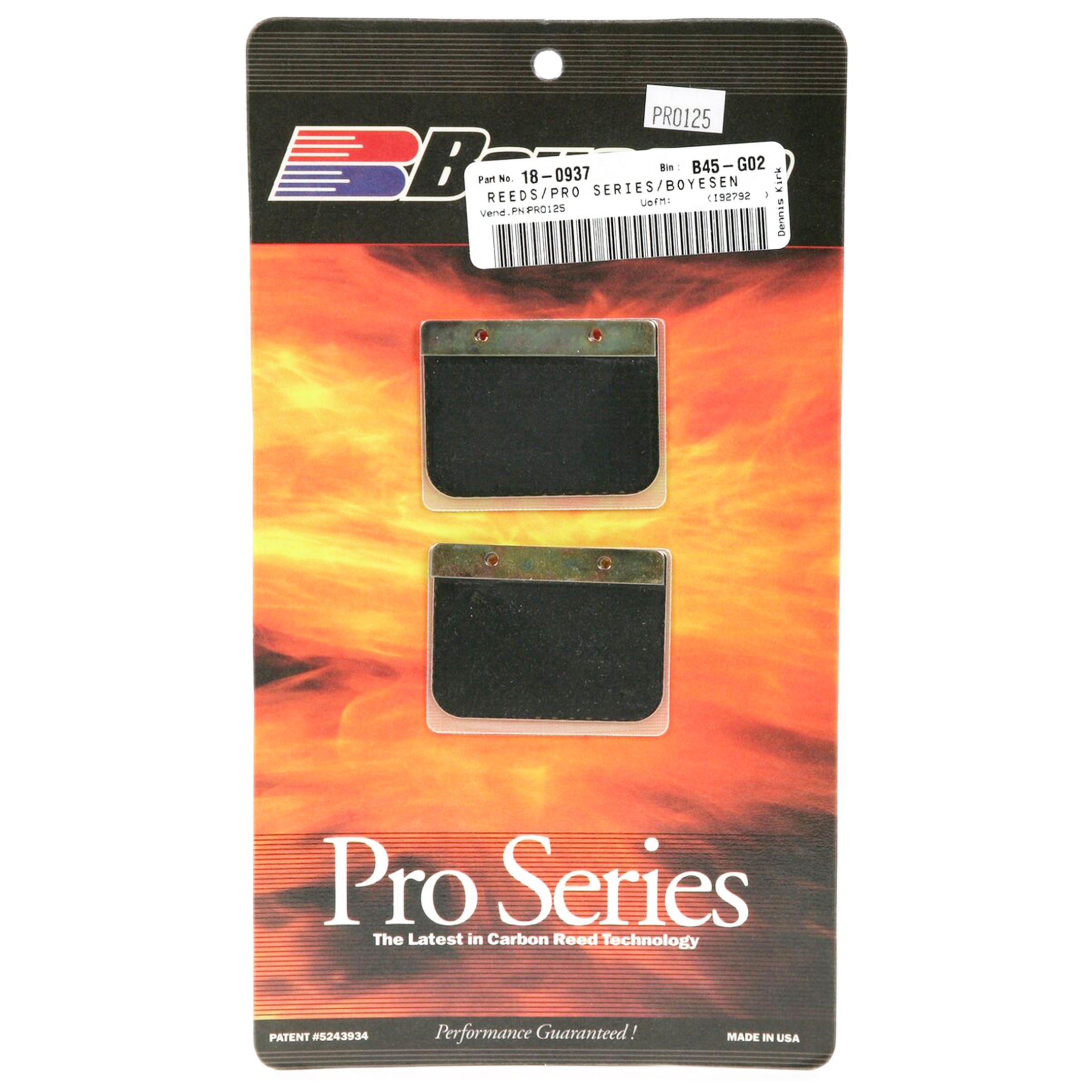 PRO-125 BOYESEN REED CARB, Boyesen Pro Series Reeds - PRO image 1