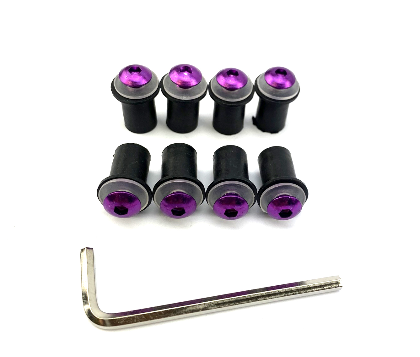 WINDSHIELD BOLT KIT PURPLE M5 X 16mm (PACK OF 10) INCLUDES WASHERS AND WELL NUTS PAR3004 thumbnail 3