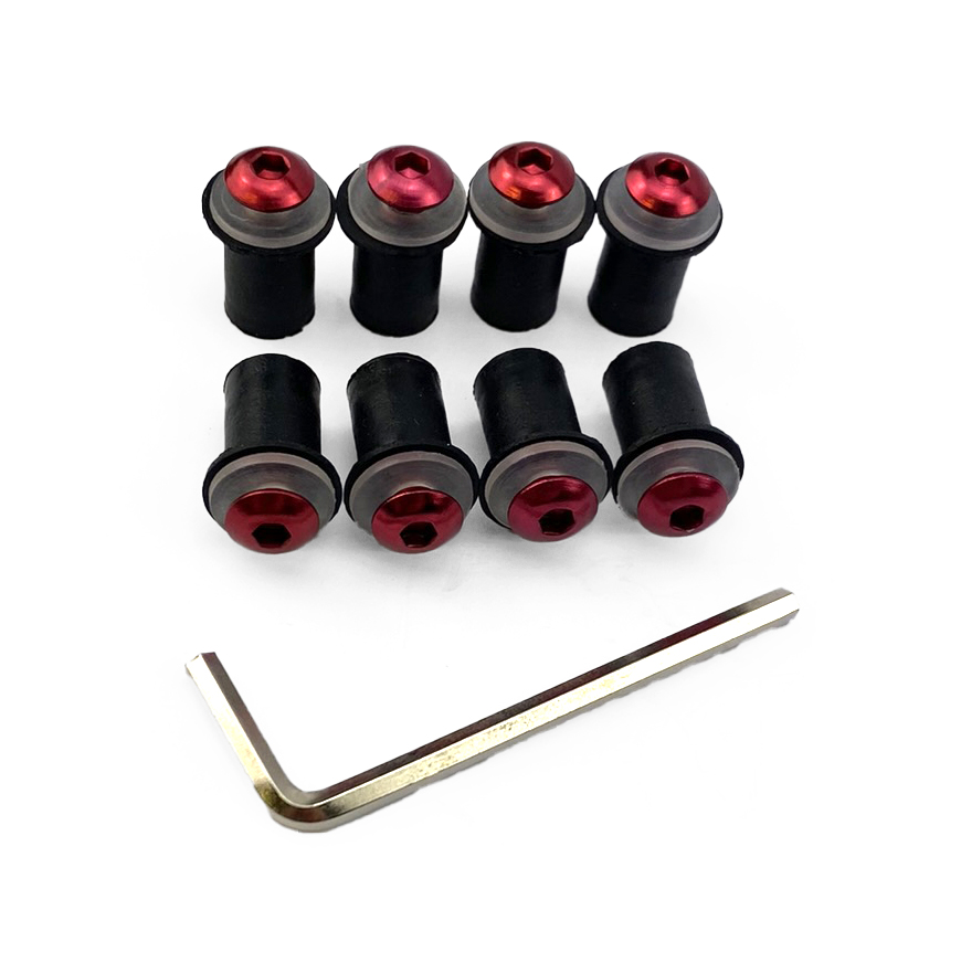 WINDSHIELD BOLT KIT RED M5 X 16mm (PACK OF 10) INCLUDES WASHERS AND WELL NUTS PAR3001 thumbnail 2