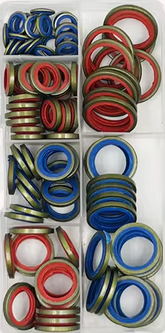 SEALING BONDED WASHER KIT 100Pcs HYDRAULIC RUBBER OIL PIPE GASKET NBR METAL SEAL RING image 1