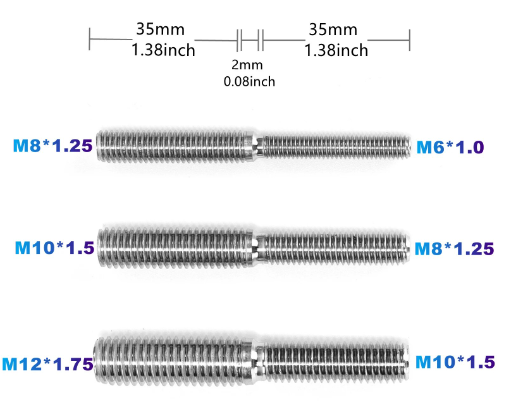 4Pcs STEP STUDS M10 TO M12 STAINLESS STEEL 304 thumbnail 2