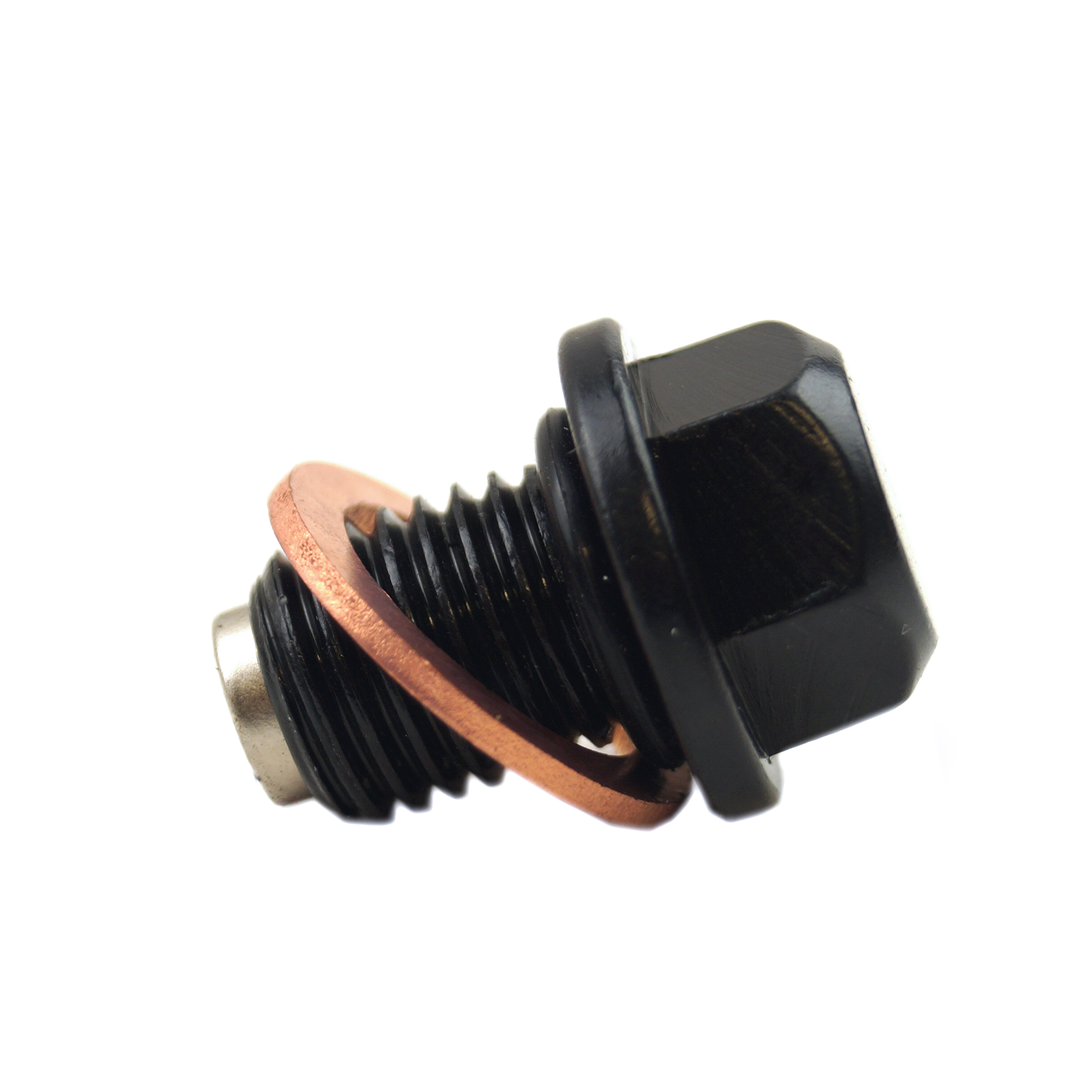 DRAIN PLUG M12X1.50mm ALUMINIUM BLACK MAGNETIC M12 HEX image 1