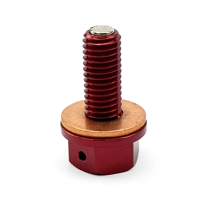 MAGNETIC OIL DRAIN PLUG M8x1.25, CRF 450/250 RMZ 450, RED thumbnail 3