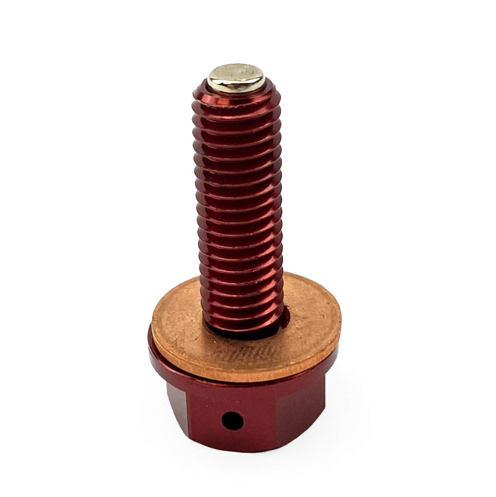 MAGNETIC OIL DRAIN PLUG M8x1.25, CRF 250R 250X, RED thumbnail 3