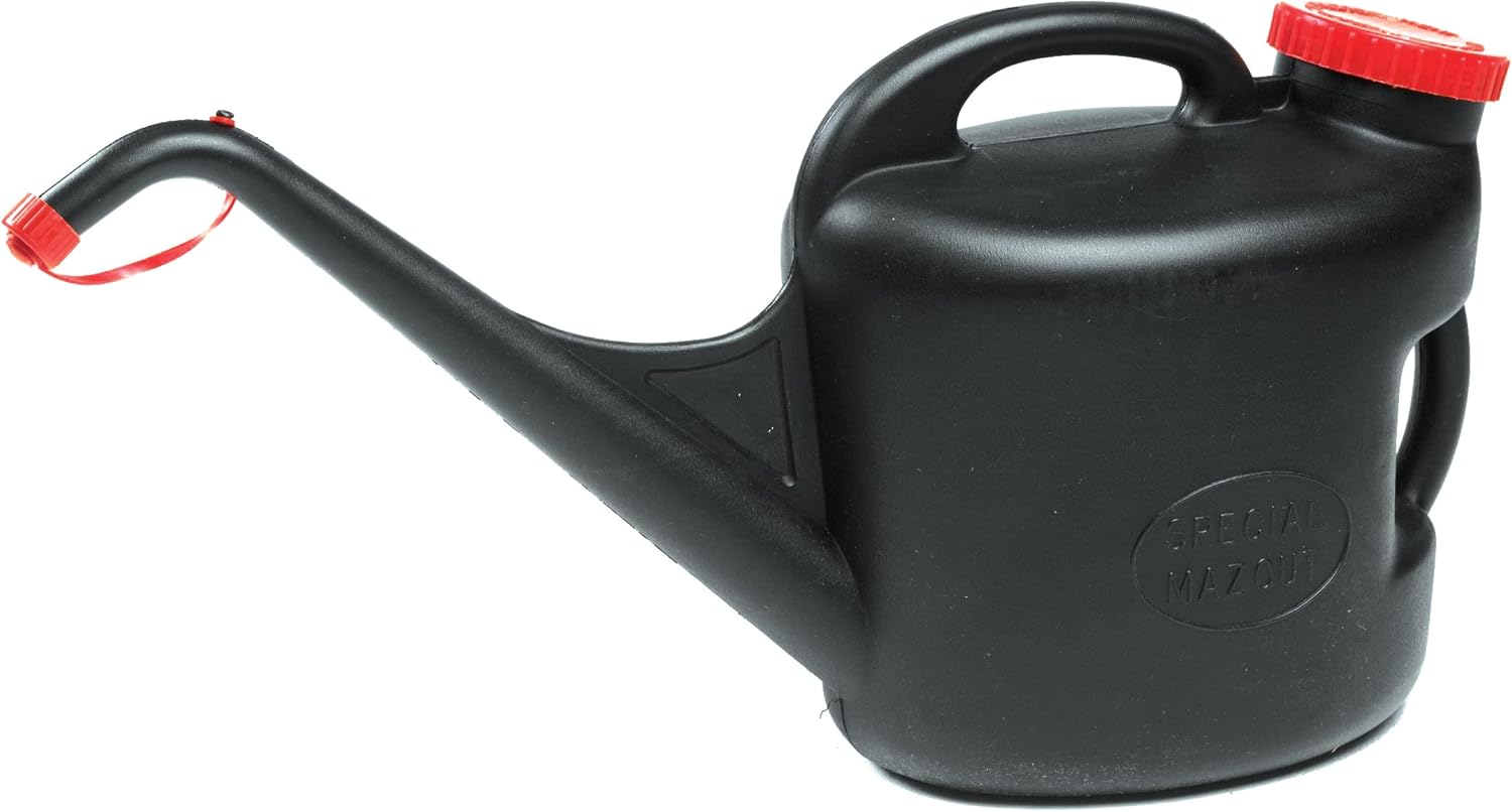 QUICK FILL PETROL CAN 11 LTR BLACK POLYETHYLENE LONG SPOUT WITH FILTER