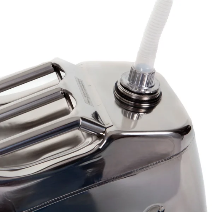 JERRY FUEL CAN 20 LITRES STAINLESS STEEL SCREW TOP WITH SPOUT thumbnail 2