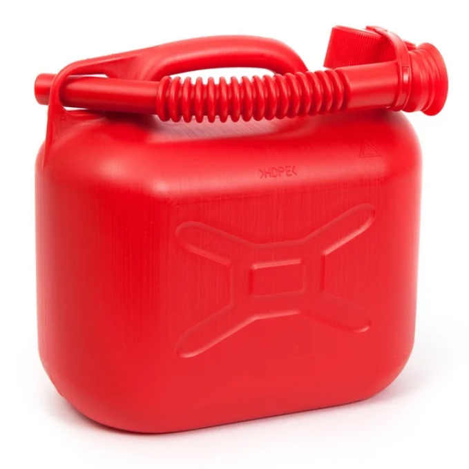 FUEL JERRY CAN 5 LITRE RED PLASTIC SPOUT HUN5-REDST