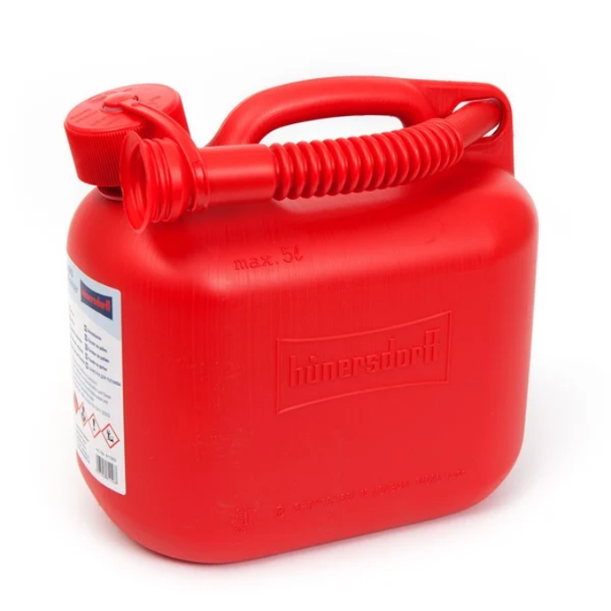 FUEL JERRY CAN 5 LITRE RED PLASTIC SPOUT HUN5-REDST thumbnail 2