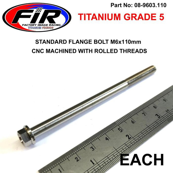 TITANIUM GR5 BOLT M6 x 110mm EACH, FLANGE OD: 11mm / HEX SIZE: 8mm, / thumbnail 2