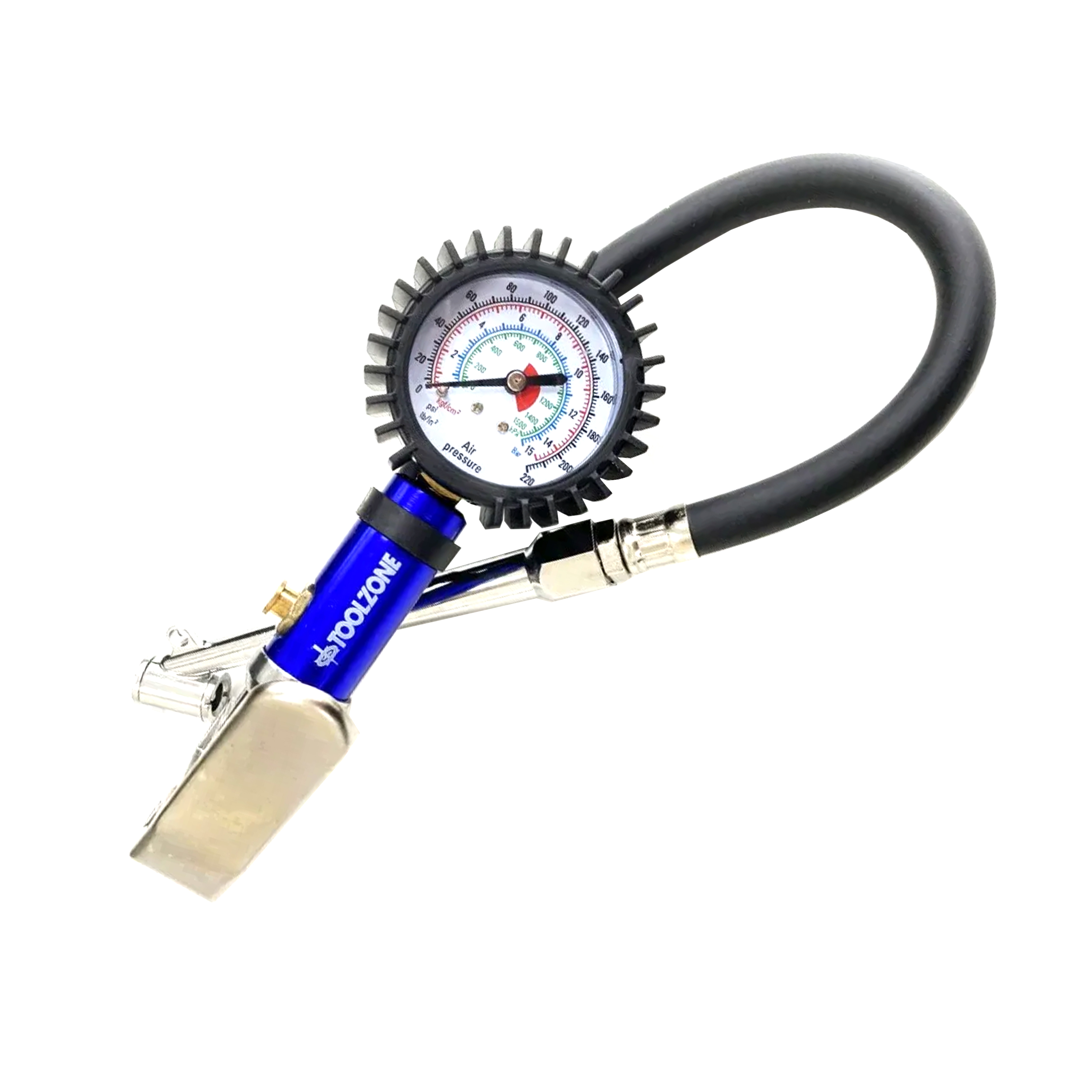TYRE INFLATOR WITH CHUCK HOSE 220psi 1/4 AIR INLET 310mm HOSE - TOOLZONE KDPAU361 thumbnail 4