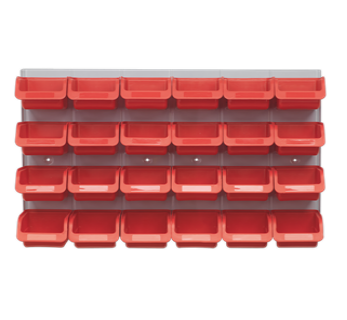 WORKSHOP STORAGE BINS 24 PACK WITH STEEL LOUVER PANEL RACK 630mm X 380mm TPS130 thumbnail 2