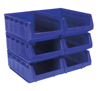 PLASTIC STORAGE BINS 310x500x190mm PACK OF 6 WORKSHOP GARAGE PICK BIN TPS56B image 1