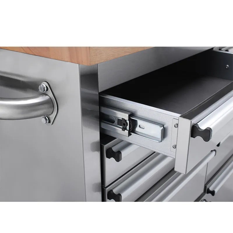 55 Stainless Steel Tool Chest Box 10 Drawers Solid Wooden Top thumbnail 4