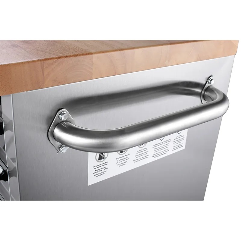 55 Stainless Steel Tool Chest Box 10 Drawers Solid Wooden Top thumbnail 5