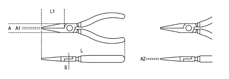 Long Flat Knurled Nose Pliers Bi-Material Handles 160mm - Beta Tools 1008BM 160 thumbnail 3