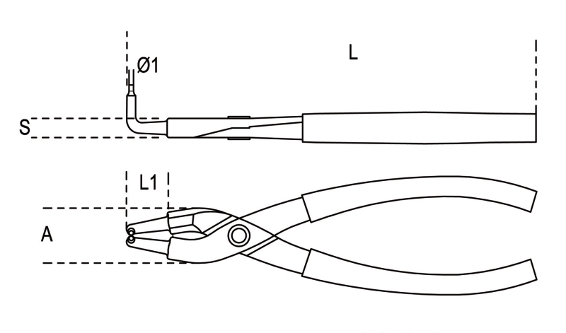Internal Circlip Pliers Bent 90 Pattern PVC Handles 170mm - Beta Tools 1034 170 thumbnail 2
