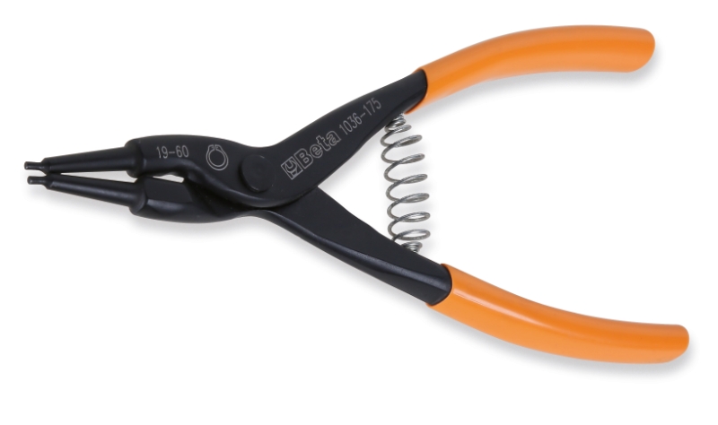 External Circlip Pliers Straight Pattern PVC Handles 175mm - Beta Tools 1036 175 image 1