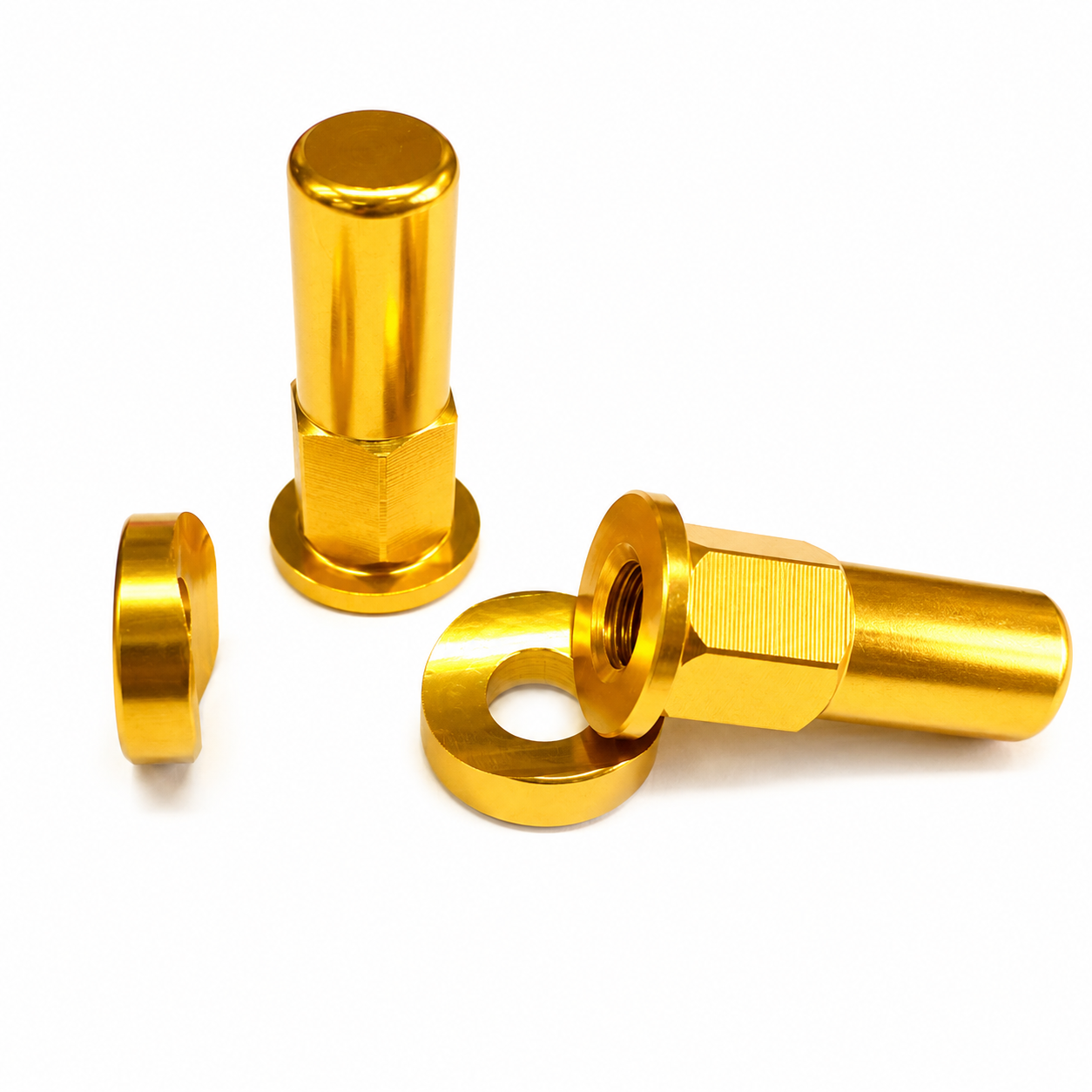 RIM LOCK & NUT SPACER SET OF 2 GOLD ANODISED ALUMINIUM image 1