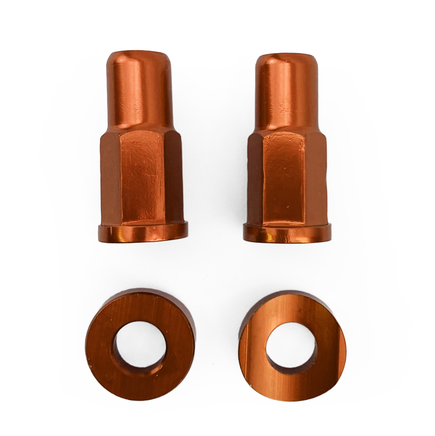 RIM LOCK NUT WITH SPACER WASHER KIT - ORANGE ALUMINIUM thumbnail 2