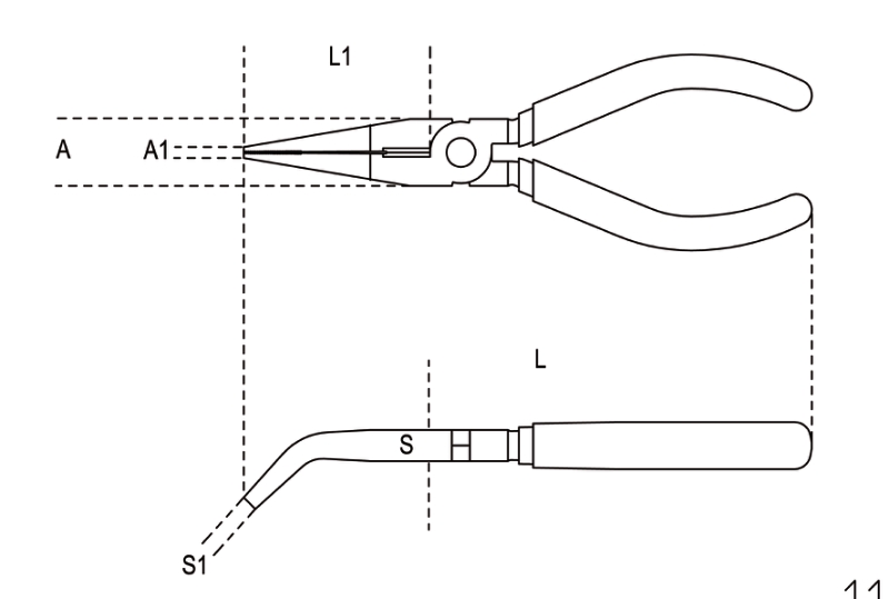 Extra-Long Bent Flat Knurled Nose Pliers Bi-Material Handles 160mm Length - Beta Tools 1164BM 160 thumbnail 2
