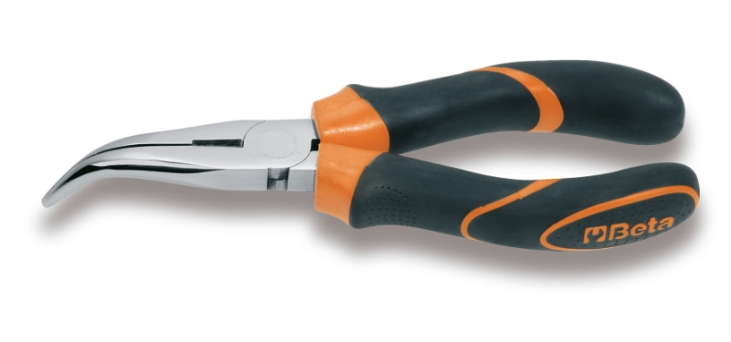 Extra-Long Bent Needle Knurled Nose Pliers Chrome-Plated Bi-Material Handles 160mm Length - Beta Tools 1168BM 160 image 1